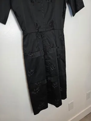 The Dressmaker Custom Dress Satin Brocade Floral Black Midi Fit N Flare Small thumbnail 8