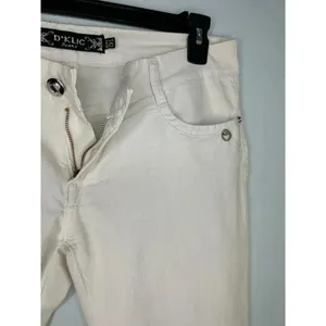 D*Klic White Jeans Size 34 inches Tall Denim Bedazzled Pockets NWT UK thumbnail 6