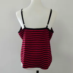 Hot Topic Red & Black Striped Crisscross Strap Pentagram Patch Tank Top Size XL thumbnail 5