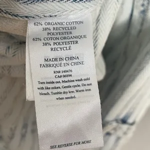 Faherty Overalls Topsail Railroad Stripe Faded Light‎ Wash Blue White Women XS thumbnail 13