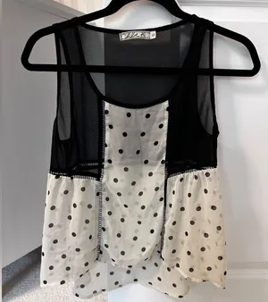 Chloe K black & white polka dot flowy tank blouse thumbnail 1