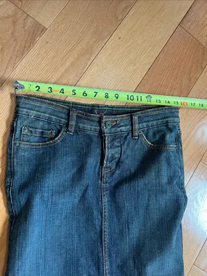 bebe vintage long denim skirt beaded Logo Dark raw edging Denim button fly thumbnail 8