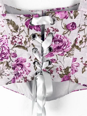WINDSOR Easily Beloved Satin Lace-Up Floral Corset Top Size Small Boho Party thumbnail 7