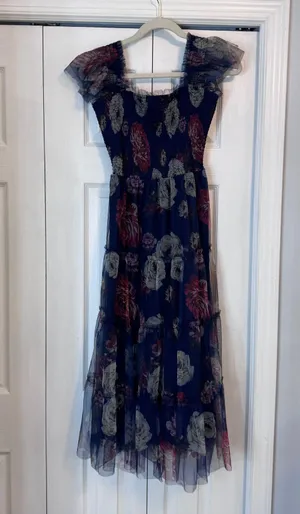 NWT Baltic Born Navy Tulle Midi Dress thumbnail 1