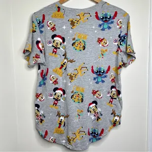 Disney 100 Character Christmas Shirt Sleeve T Shirt Juniors XXL Gray Stitch thumbnail 3