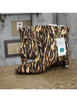 NWT A New Day Womens Tigris Boots Block Heel 94568630 Tiger Print Brown 9M thumbnail 7