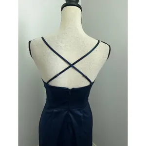 Cowl Neck Satin Gown size 2 Marine‎ Navy Wedding Guest Old Money Minimalist NWT thumbnail 4
