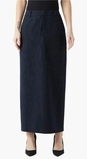 Pinstripe Maxi Dark Navy Skirt thumbnail 1