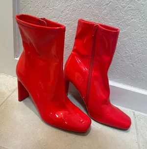 Steve Madden Red Latex Booties thumbnail 1