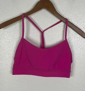 Lululemon Flow Y Bra Pink Nulu Yoga Sports Bra Size 6 W2CT1S thumbnail 1