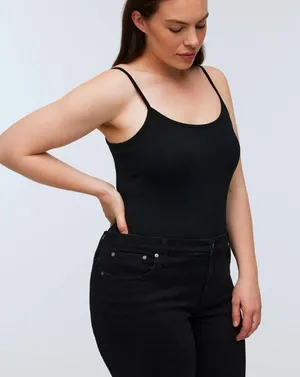 Madewell Tank Thong Bodysuit in Black Size XXS NWT thumbnail 4