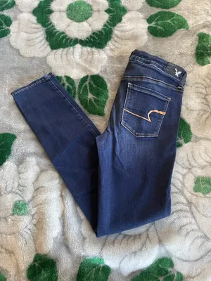 American Eagle Indigo Ribbed High Rise Skinny Jeans thumbnail 6