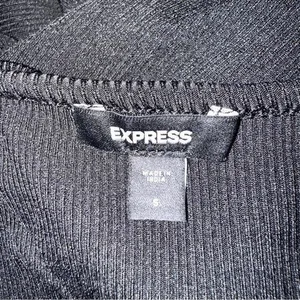 EXPRESS Black Ruffle Neck Ribbed Cap Sleeve Cap‎ Sleeve Bodysuit NWOT Small thumbnail 6
