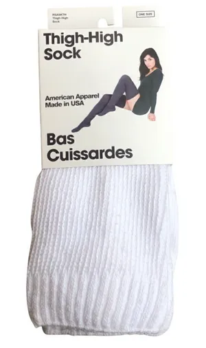 American Apparel Brand New 2000s Y2K White Vintage Deadstock Thigh High Socks thumbnail 1