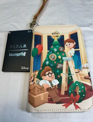 Loungefly Disney Pixar Up Carl Ellie Christmas Tree Tech Wallet Wristlet NWT thumbnail 1