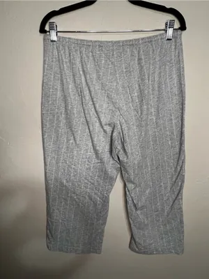 Lauren Ralph Lauren Essentials Bingham Knits Gray White Striped Capri Pajama Set thumbnail 13
