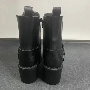 Pazzle Ankle Boots Womens Block Heel‎ Western Buckle Detail Black Sz 9 thumbnail 4
