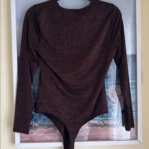 NWT Abercrombie & Fitch Metallic Brown Top, Large thumbnail 1