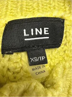 LINE the Label Women’s LongSleeve Ribbed Pointelle Mock Neck Cropped Sweater XS thumbnail 3
