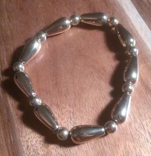 Golden Color Hematite Beaded Stretch Bracelet thumbnail 1