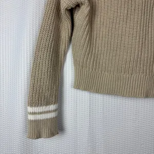 Abercrombie Fitch Tipped Ribbed V Neck Sweater Light Brown XXS Striped Collar‎ thumbnail 5