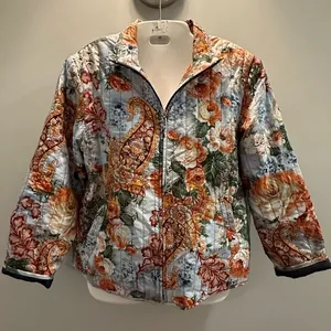 Allison Dailey Petites Quilted floral jacket. Fall colors. Inner lining … thumbnail 1