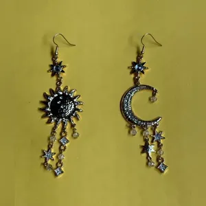 Gold and Silver Celestial Earrings thumbnail 2