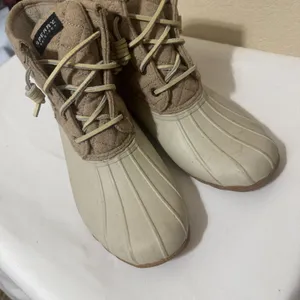 Sperry Top-Sider Womens Saltwater Duck Boots Tan Quilted Waterproof size 9 thumbnail 4