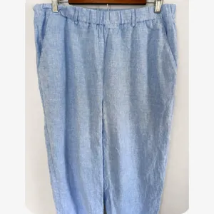 Quince French Blue 100% European Linen Straight Leg Elastic Waist Pants Sz L thumbnail 5