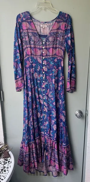 Arnhem Blue-Purple Floral Button Maxi Dress thumbnail 1