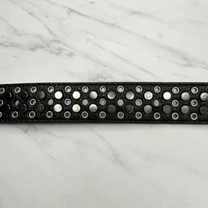 Studded Black Faux Leather Grommet Belt Womens Size Large (L) ✨ thumbnail 8