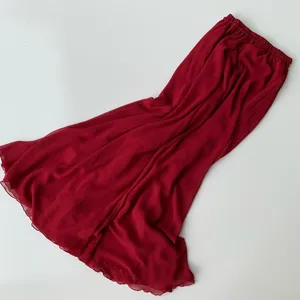 Deep red flowy chiffon maxi skirt. thumbnail 3