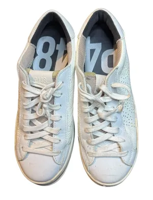 P448 Shoes Womens Size 7.5 White Leather Low Top Casual Sneakers Made In Italy thumbnail 1