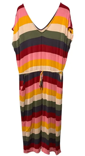 Torrid Super Soft Knit Jersey Midi Maxi Dress Sz 3X Colorful Stripe Short Sleeve thumbnail 1