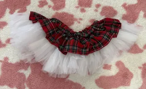 🩰✨ Red Tartan Tulle Ruffle Skirt / Pet Tutu – Festive Cottagecore Fairycore Vibes ✨🩰 thumbnail 1