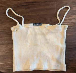 Brandy Melville Cream Ribbed Cropped Tank Top thumbnail 1