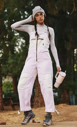 Free People NWT - Hit The Slopes Overalls size: small color: Rose quartz combo thumbnail 1