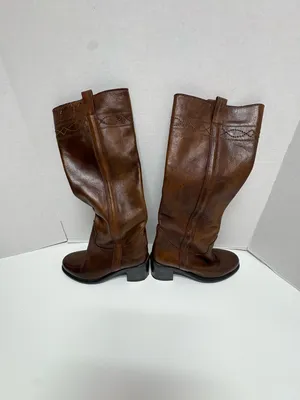 ASH Designer Shoes Cognac Brown Leather Knee -High Boots - Size 38. thumbnail 2