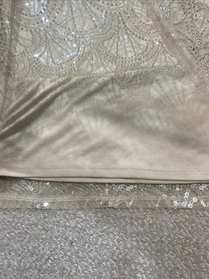 NWT Adrianna Papell Sequin Blouse Top Champagne L thumbnail 12
