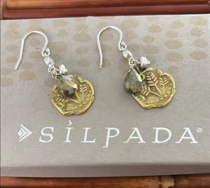 Silpada Bronze and Sterling Silver Coin Dangle Earrings thumbnail 1