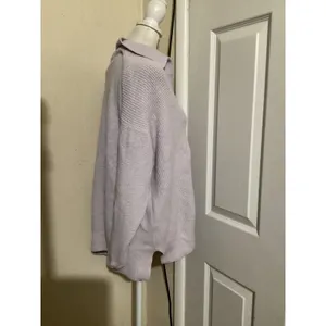 Aerie Womens Lavender Purple Waffle Knit Polo Collar V-Neck Sweater Size Small thumbnail 2