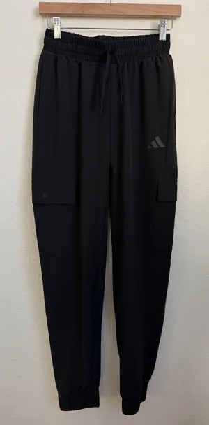 Adidas Women W WVN Cargo Pants Black Training Joggers XS NEW thumbnail 1