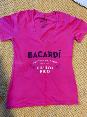 Bacardi Liquor Pink V Neck TShirt thumbnail 1
