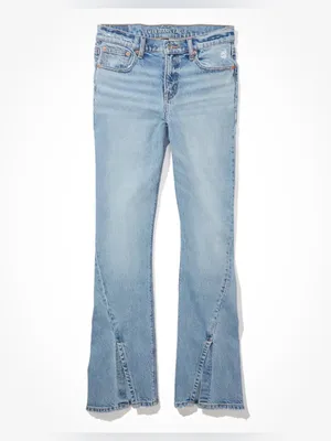 American Eagle Curvy ’90s Bootcut Slit‎ Hem Denim Jeans Light Minimalist AE Chic thumbnail 3