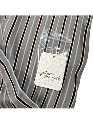 Free People Arlo Wrap Plunge Neckline Striped Long Sleeve Top Blouse Small thumbnail 6
