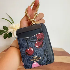 NWT Coach Zip Card Case In‎ Signature Canvas With Cherry Print thumbnail 2