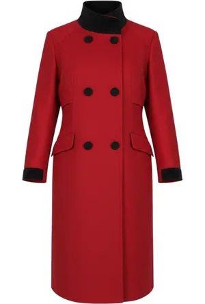 Mario De Pinto Vintage Red Wool Blend Double‎ Breasted Long Coat Womens USA Made thumbnail 1