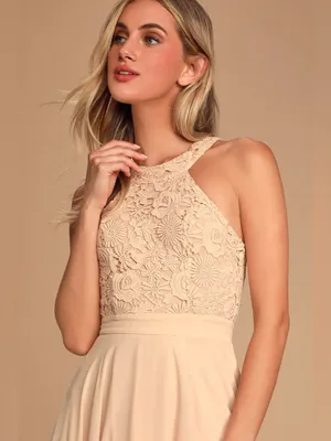 Lulus Picture Perfect Blush Lace Maxi Dress Size Small NWT thumbnail 3