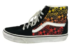 Vans Sk8-Hi Logo Flame Black Canvas Lace-up High Top Casual Sneakers Shoes Sz 8 thumbnail 1