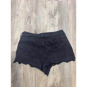 Good American Black High Rise Frayed Raw Hem Denim Shorts Size 12/31 GCS032C thumbnail 3
